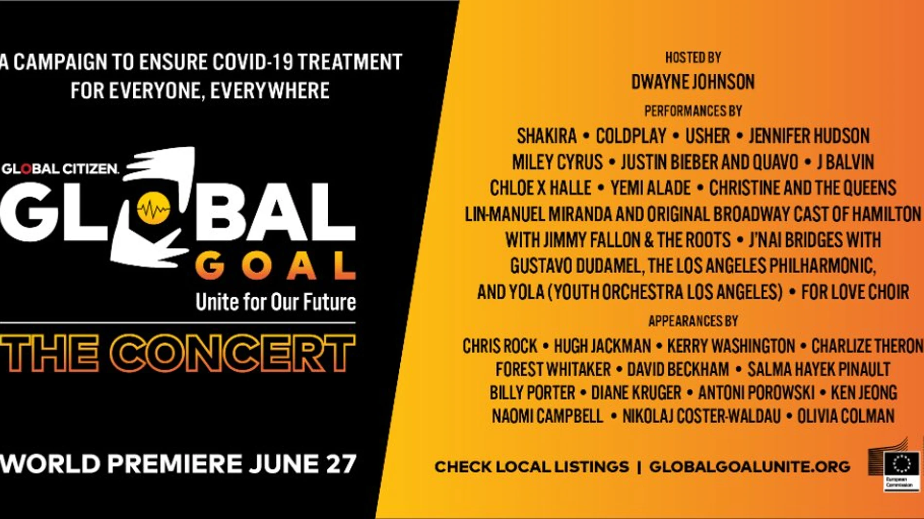 El cartel del concierto Global Goal: Unite for Our Future