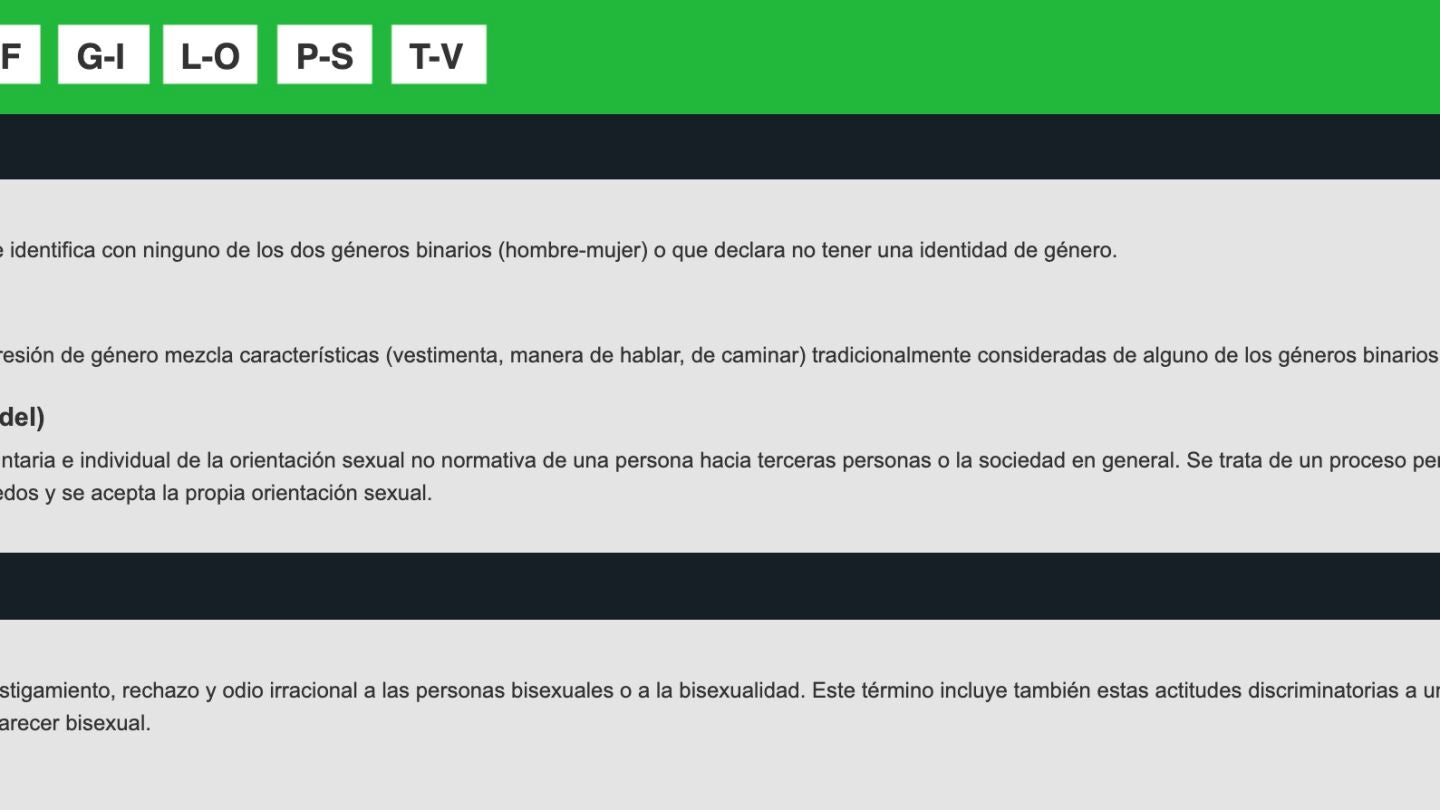 Diccionario de t&eacute;rminos LGTBI