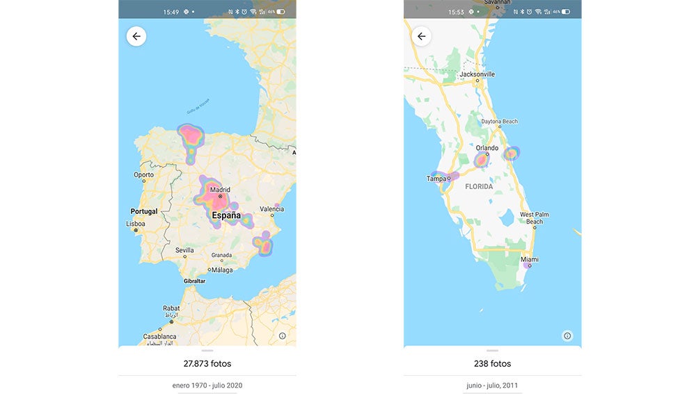 Mapa de Google Fotos