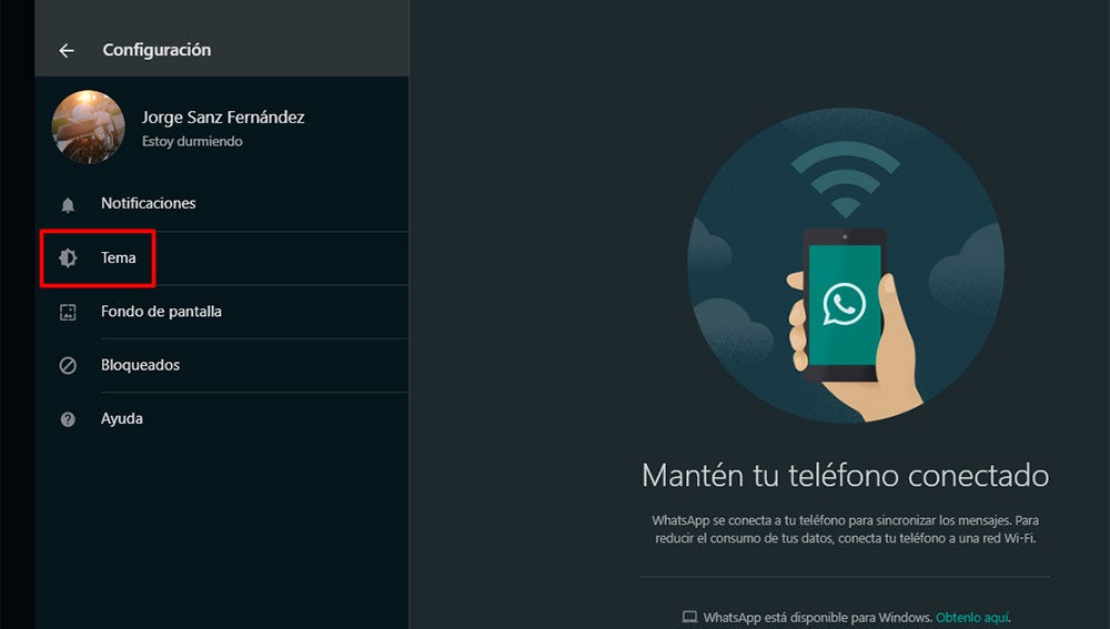 Modo oscuro de WhatsApp Web