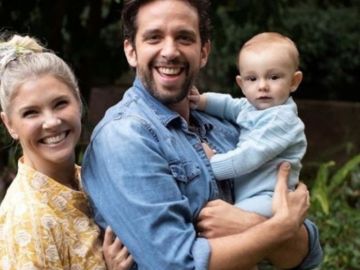 El actor Nick Cordero junto a su mujer y su hijo pequeño El actor Nick Cordero junto a su mujer y su hijo pequeño