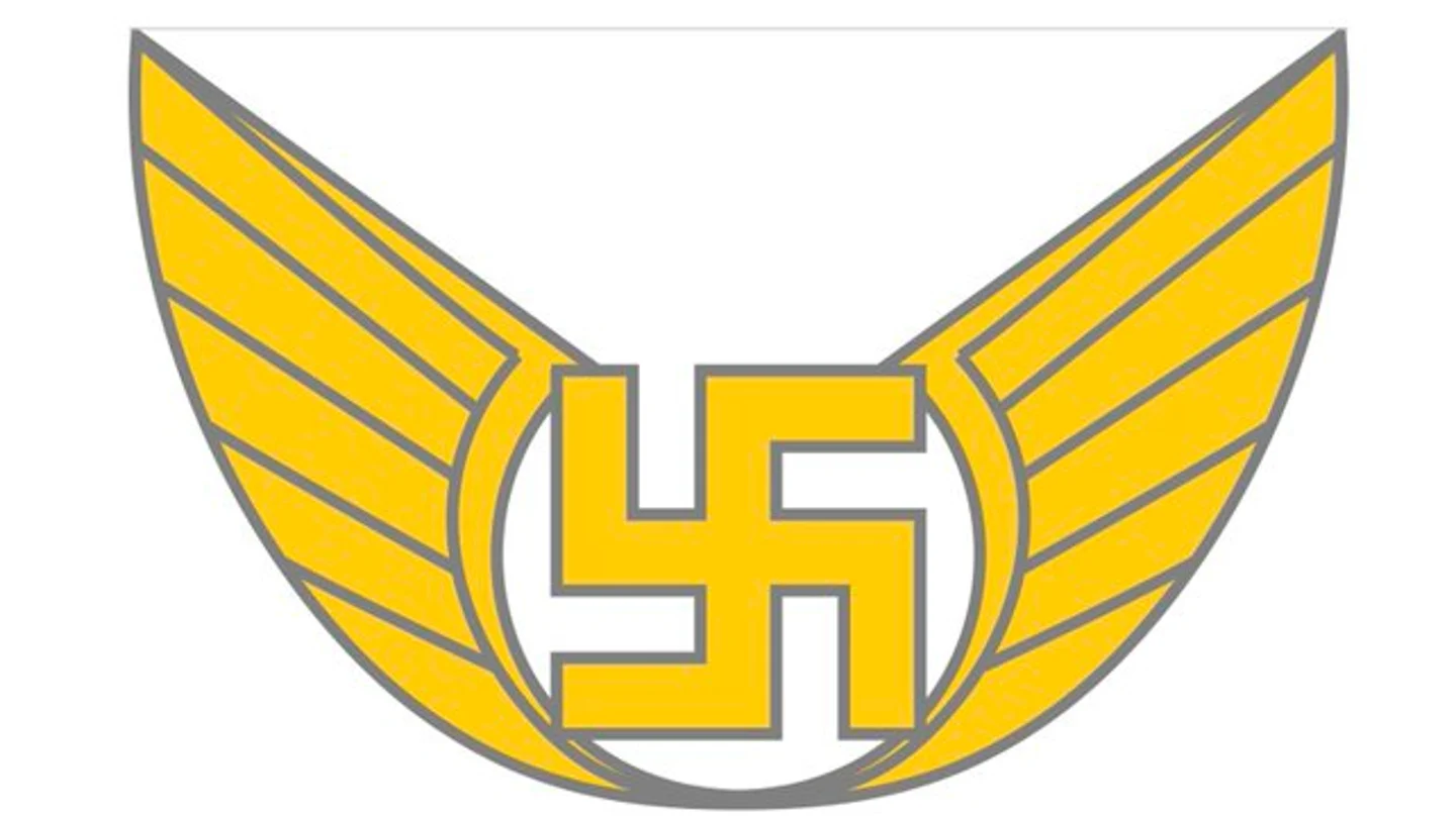 Imagen del emblema de las fuerzas aéreas de Finlandia, con una esvástica Imagen del emblema de las fuerzas aéreas de Finlandia, con una esvástica