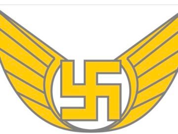 Imagen del emblema de las fuerzas aéreas de Finlandia, con una esvástica Imagen del emblema de las fuerzas aéreas de Finlandia, con una esvástica