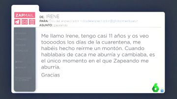 El tierno mensaje de una niña de 11 años a Zapeando: "Me hacéis reír, pero cuando habláis de caca me aburro y cambio"