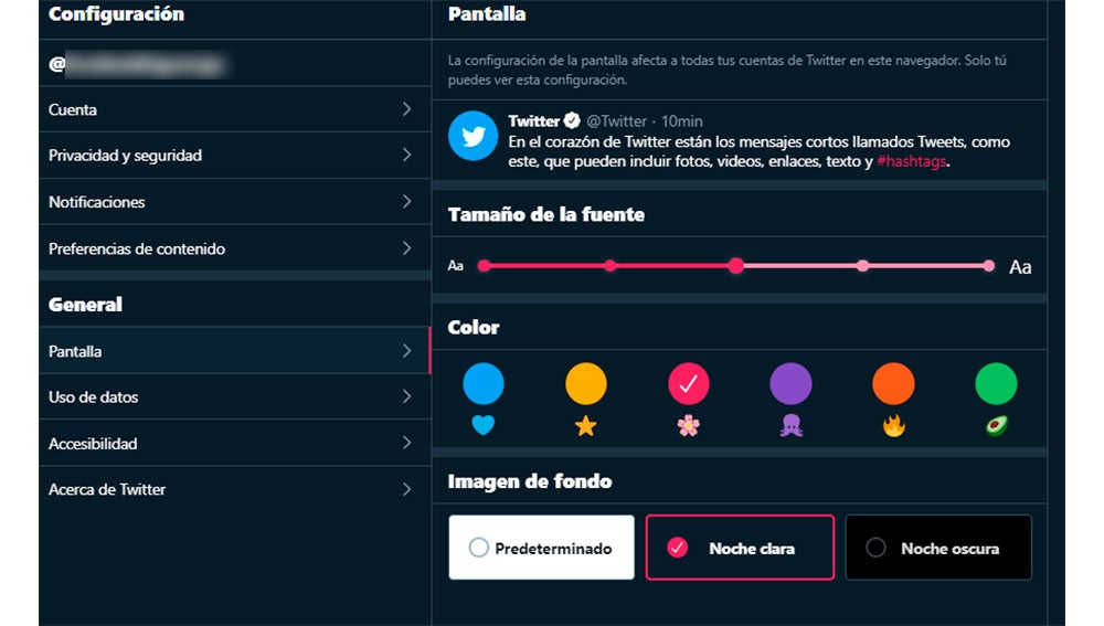 Nuevo menú de personalización