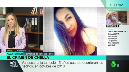 El duro relato de la hermana de Vanessa Ferrer, la joven violada y asesinada con 15 años: "Apenas estaba comenzando a vivir" El duro relato de la hermana de Vanessa Ferrer, la joven violada y asesinada con 15 años: "Apenas estaba comenzando a vivir"
