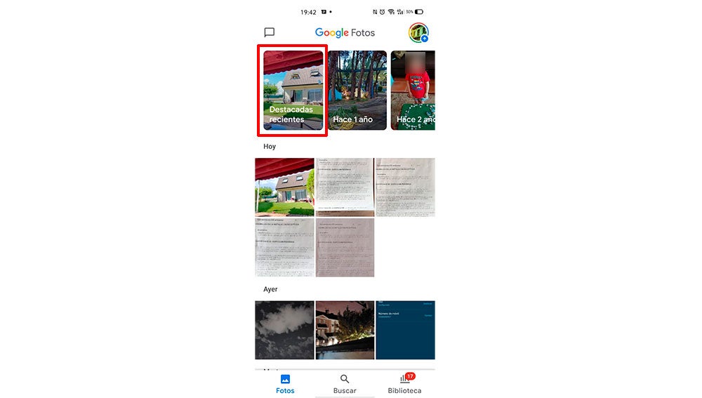 Recientes de Google Fotos