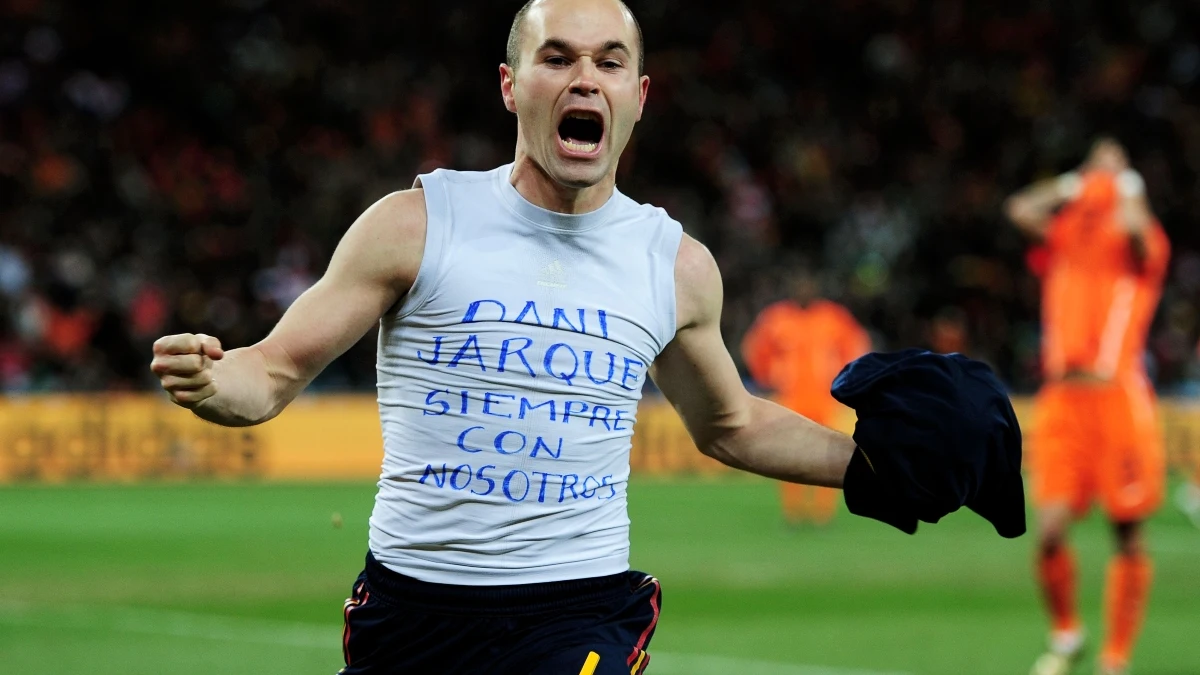 Andrés Iniesta celebra el gol de la final del Mundial