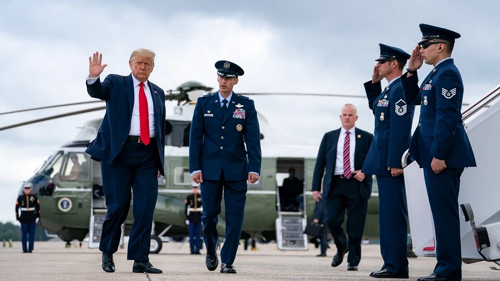 Donald Trump a su llegada a Miami