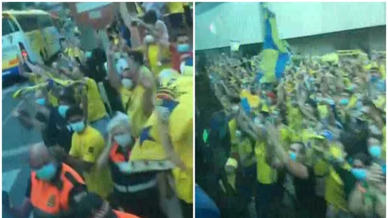 La afición del Cádiz recibe a su equipo La afición del Cádiz recibe a su equipo