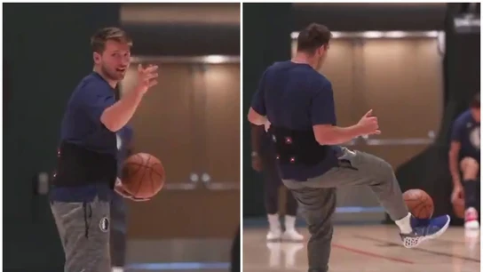Luka Doncic, canastón con el pie Luka Doncic, canastón con el pie
