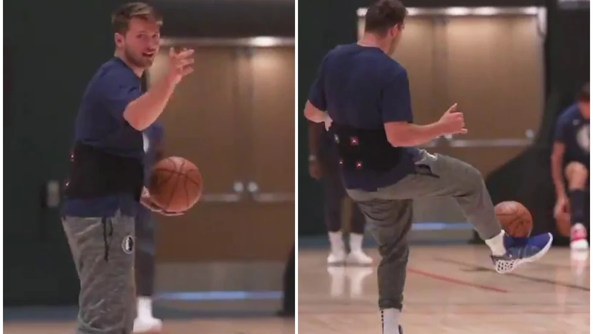 Luka Doncic, canastón con el pie