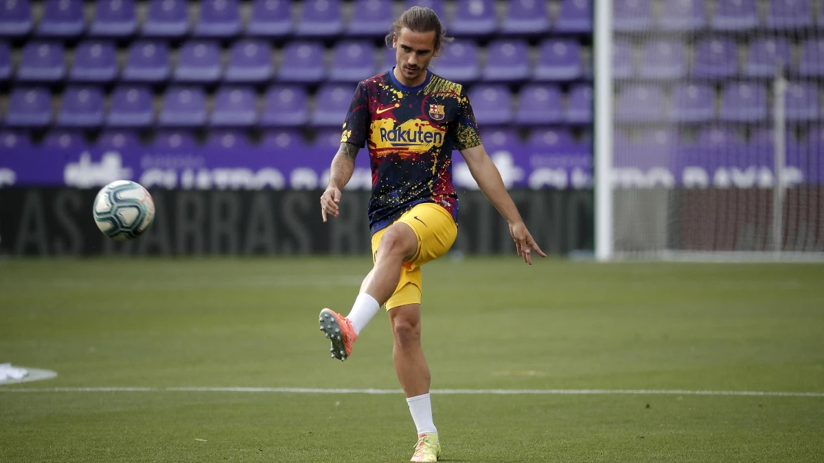 Antoine Griezmann, en un calentamiento