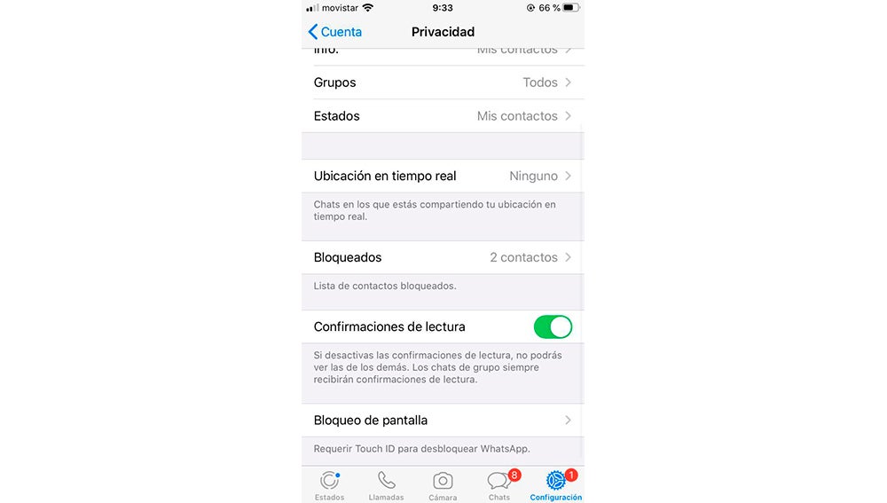 Bloqueo app Whatsapp