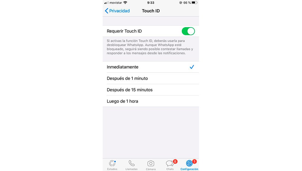 Bloqueo app Whatsapp