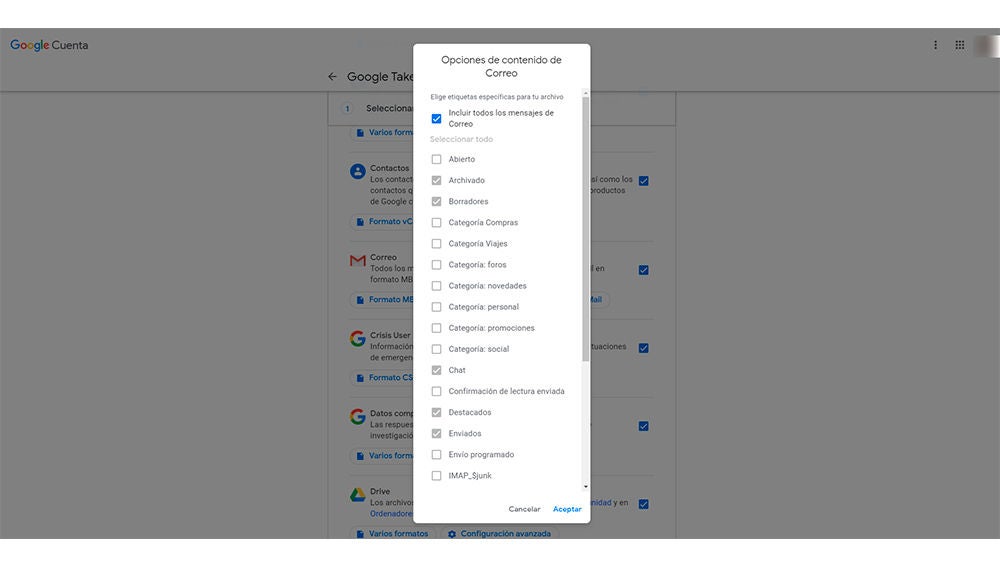 Hacer copia seguridad Gmail. Paso 3