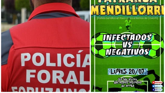 Cartel de un partido entre contagiados por COVID y no contagiados Cartel de un partido entre contagiados por COVID y no contagiados