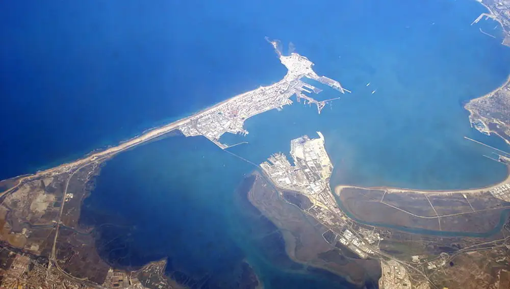 Vista aérea de la Bahía de Cádiz
