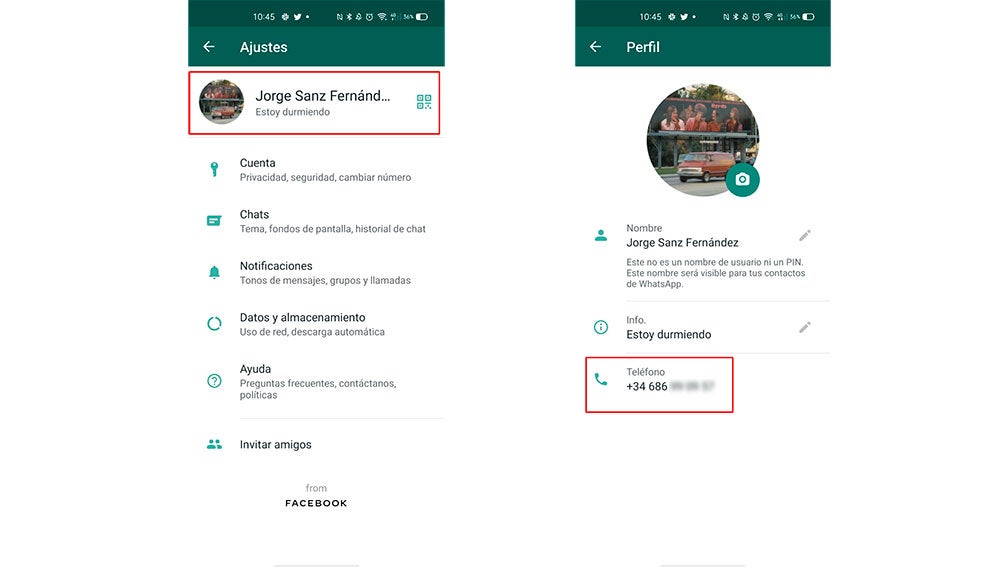 Accediendo a nuestro número de teléfono en WhatsApp