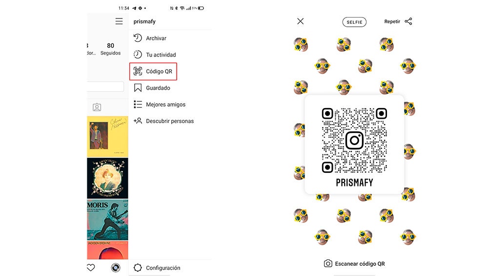 Generando un código QR en Instagram
