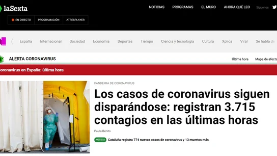 Imagen de la portada del site de laSexta. Imagen de la portada del site de laSexta.