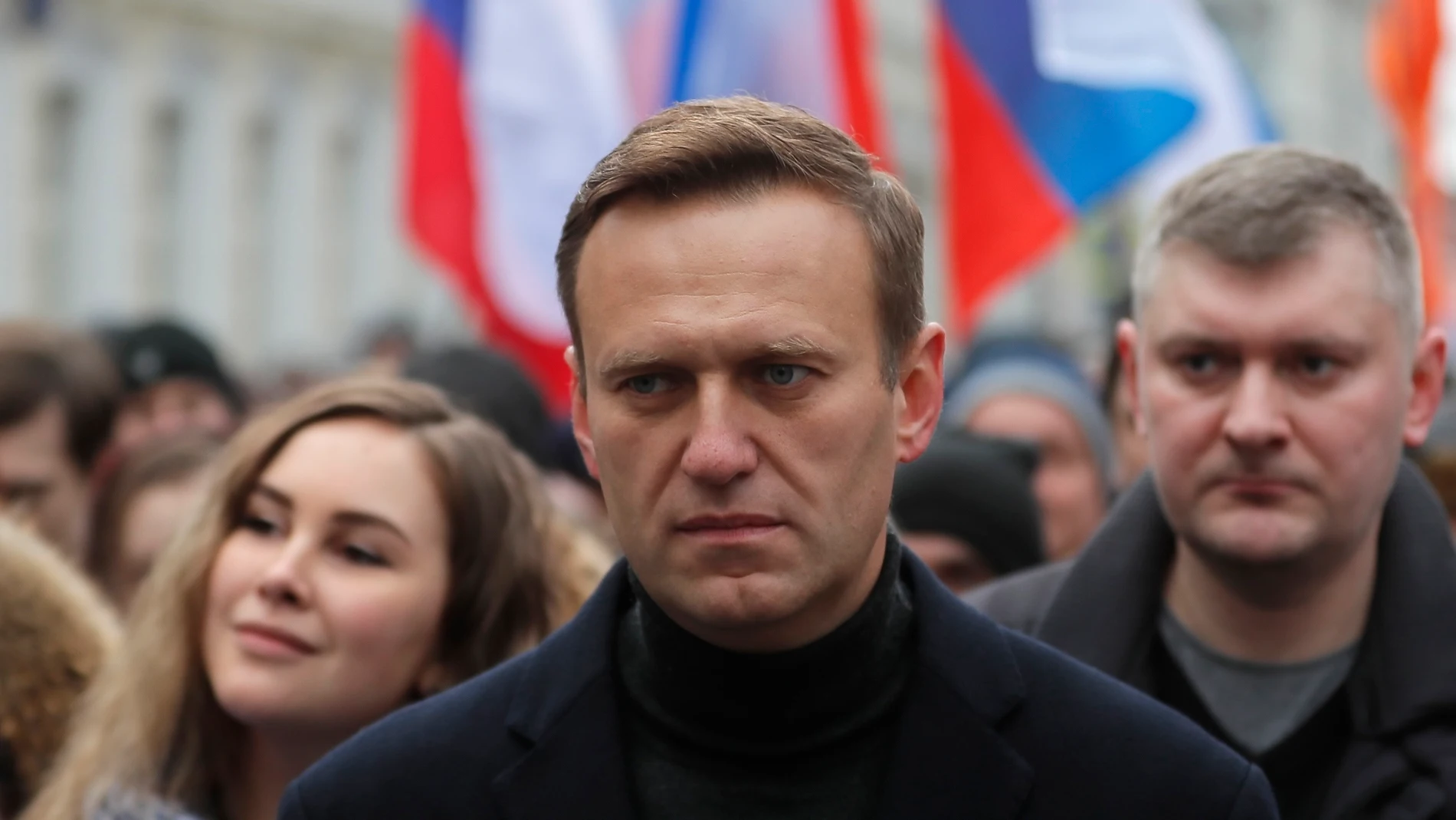 El líder de la oposición rusa Alexei Navalni participa en una marcha en Moscú, Rusia, el 29 de febrero de 2020