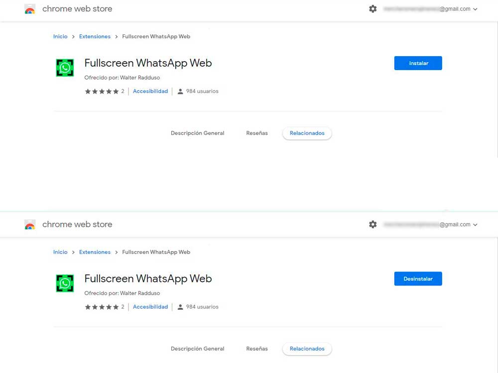 Como instalar y desinstalar la extensión