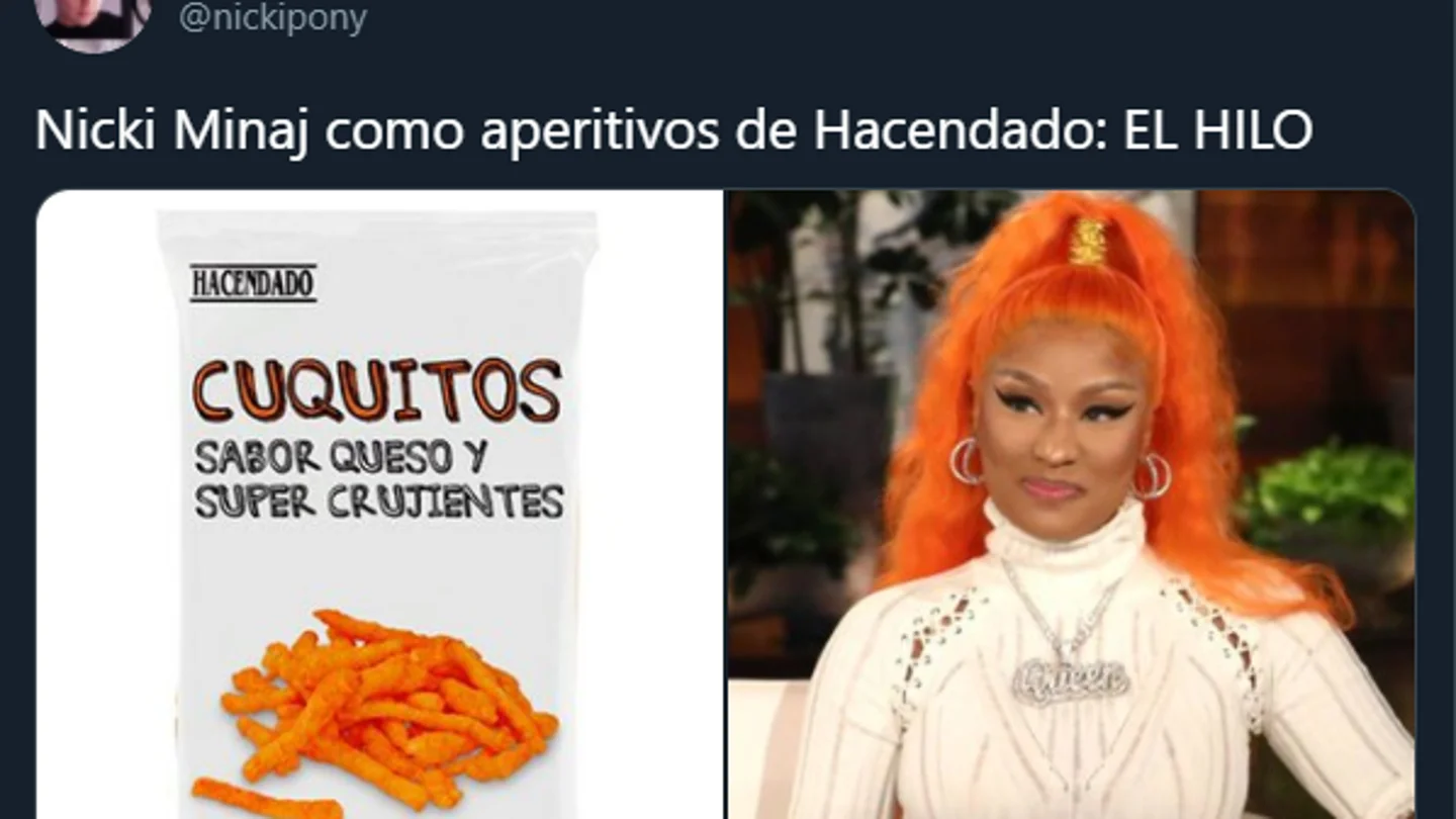 Nicki Minaj, 'convertida' en aperitivos de Hacendado por un usuario de Twitter Nicki Minaj, 'convertida' en aperitivos de Hacendado por un usuario de Twitter