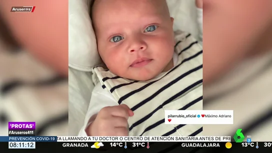 Pilar Rubio muestra la carita de Máximo Adriano Pilar Rubio muestra la carita de Máximo Adriano