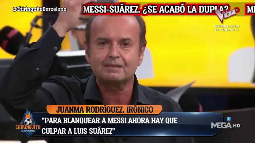 Juanma Rodríguez, contra la bancada del Barça en 'El Chiringuito': "Para blanquear a Messi van a hundir a Luis Suárez"