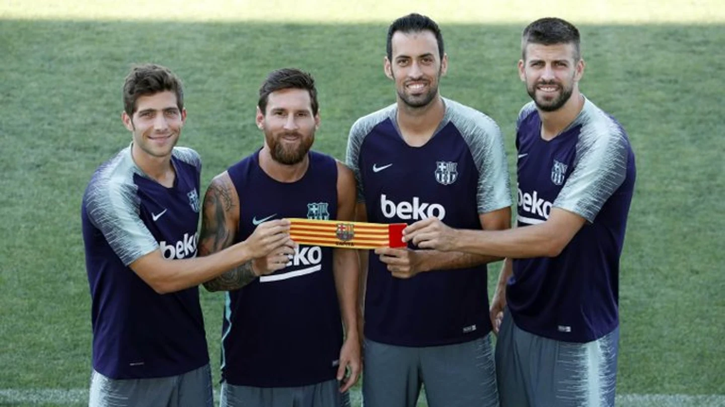 Messi, Busquets, Piqué y Sergi Roberto Messi, Busquets, Piqué y Sergi Roberto