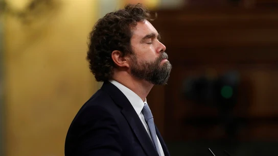 El portavoz de VOX en el Congreso de los Diputados, Iván Espinosa de los Monteros, durante su intervención El portavoz de VOX en el Congreso de los Diputados, Iván Espinosa de los Monteros, durante su intervención