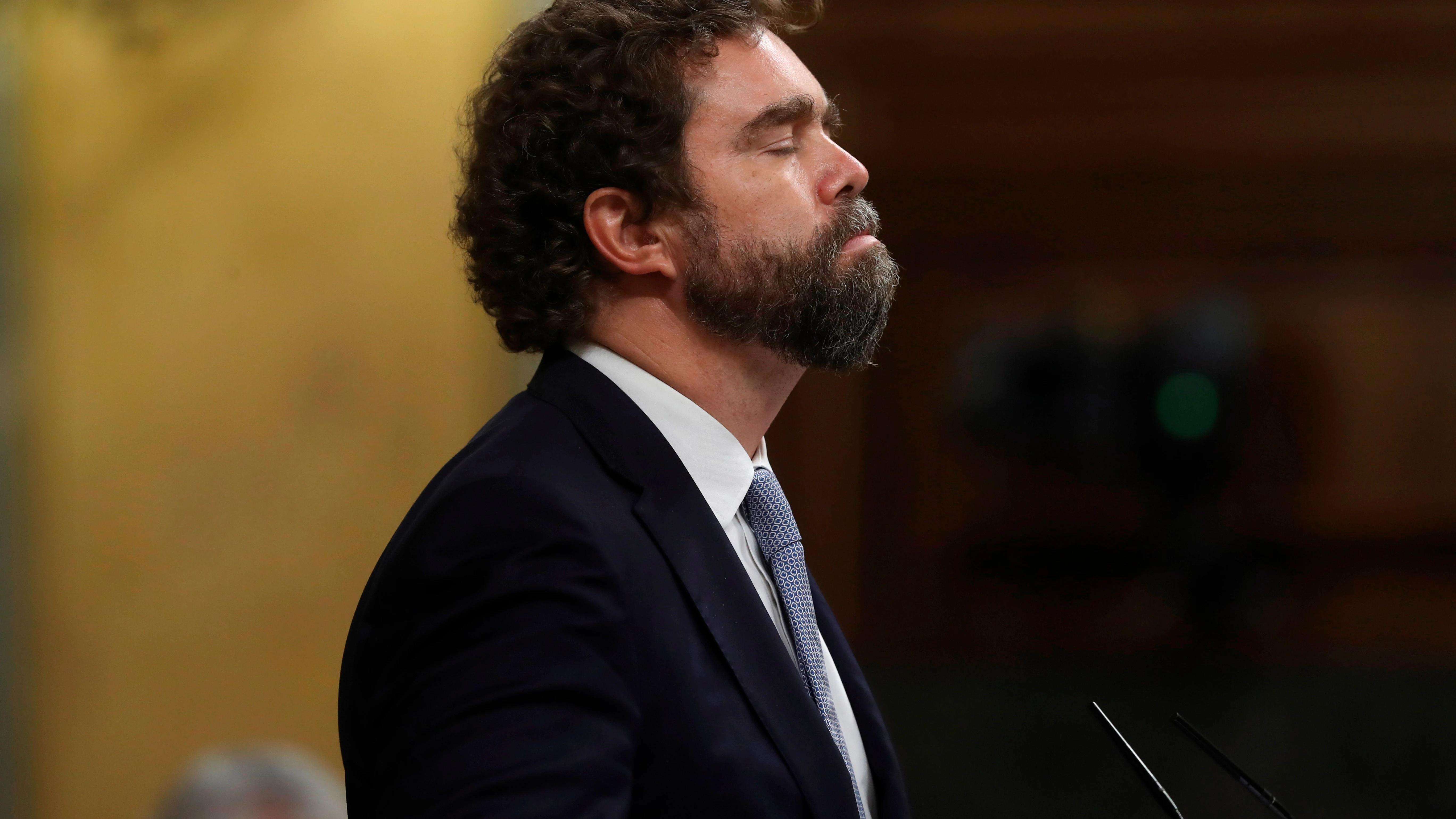 El portavoz de VOX en el Congreso de los Diputados, Iván Espinosa de los Monteros, durante su intervención