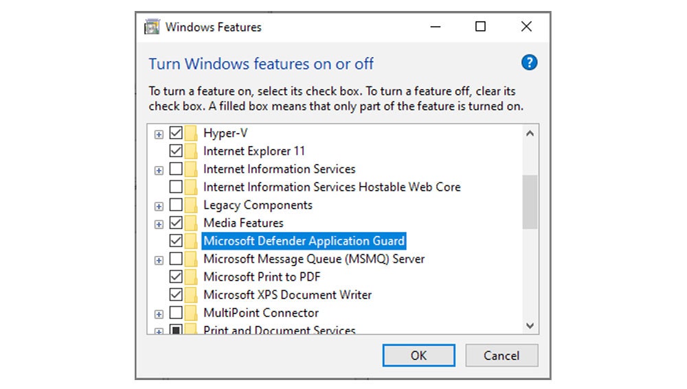 Microsoft Defender Guard de Windows 10.