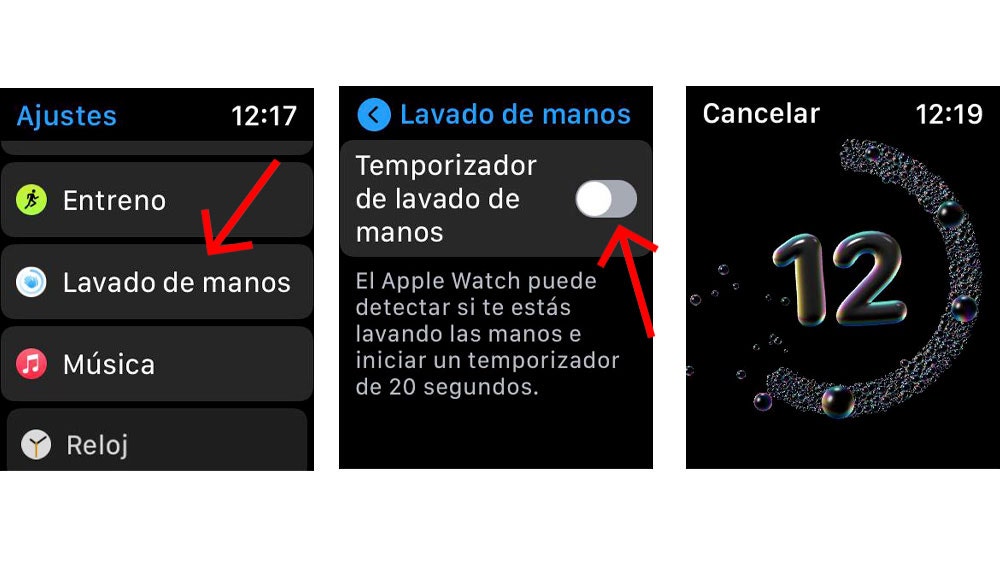 Función 'lavado de manos' en el Apple Watch.