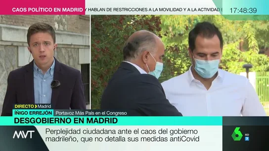 Errejón afirma que las decisiones de Ayuso han "golpeado a los barrios humildes": "La solución es estigmatizarlos y encerrarlos" Errejón afirma que las decisiones de Ayuso han "golpeado a los barrios humildes": "La solución es estigmatizarlos y encerrarlos"