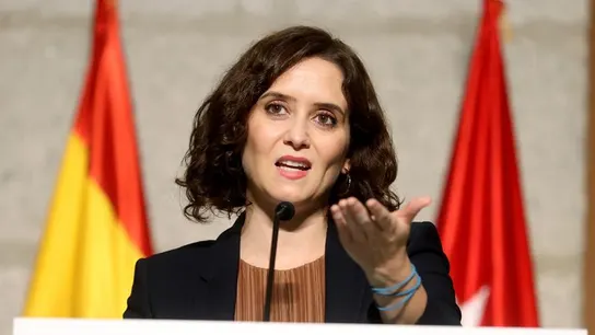 Díaz Ayuso durante su comparecencia este viernes Díaz Ayuso durante su comparecencia este viernes
