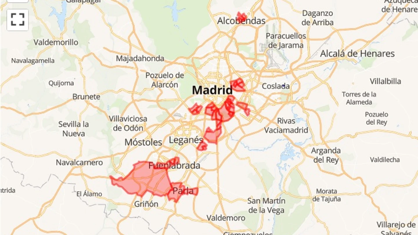 El mapa de las 37 zonas de salud afectadas por las nuevas restricciones anti COVID de Madrid El mapa de las 37 zonas de salud afectadas por las nuevas restricciones anti COVID de Madrid
