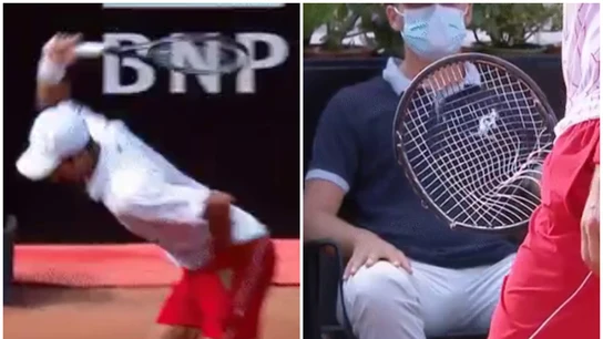 Djokovic se carga su raqueta Djokovic se carga su raqueta