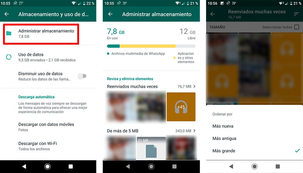 Almacenamiento de WhatsApp