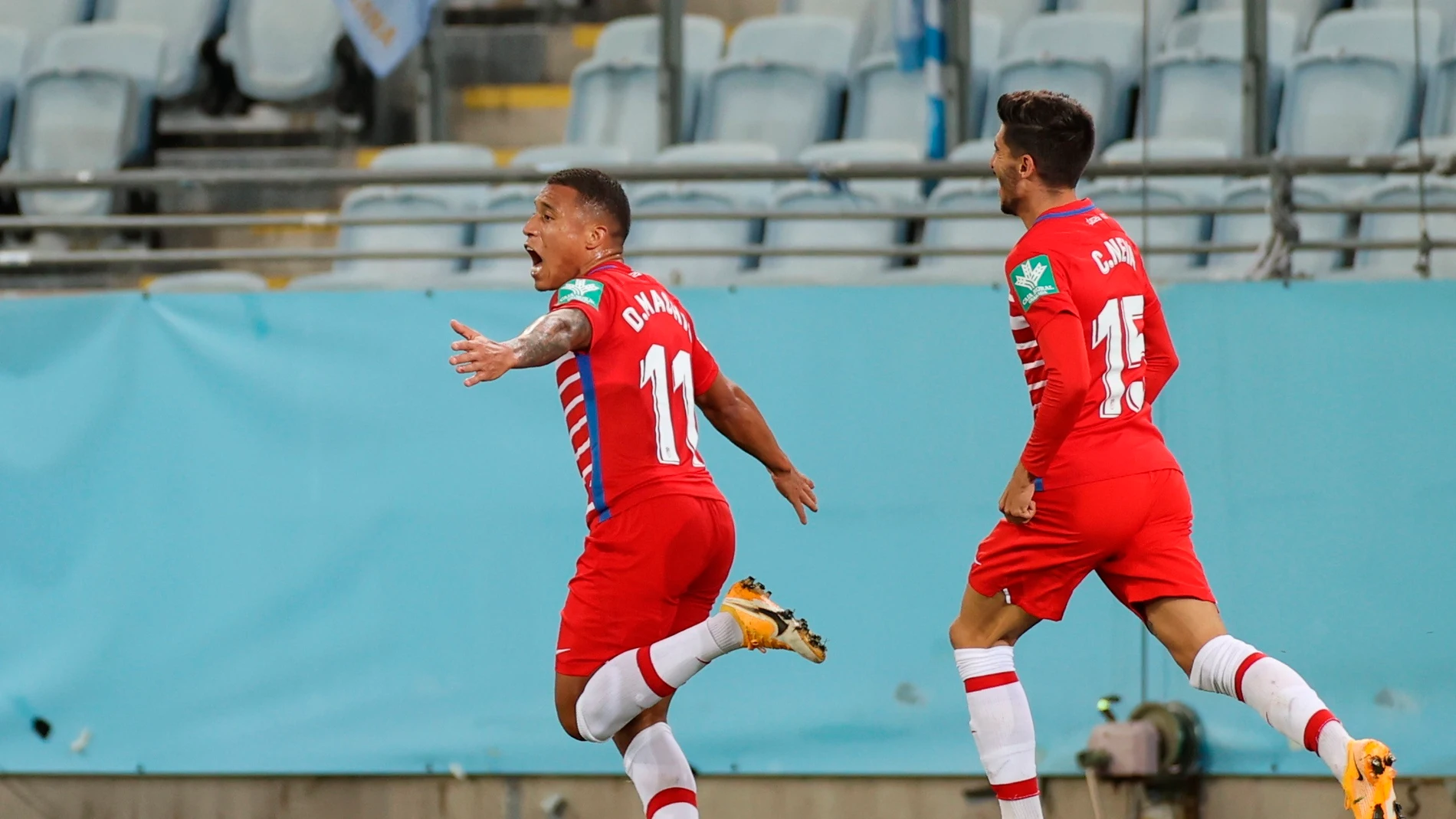 Jugadores del Granada celebran un gol