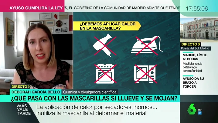 ¿Qué pasa con la mascarilla si llueve y se nos moja? Por qué no hay que secarla con calor