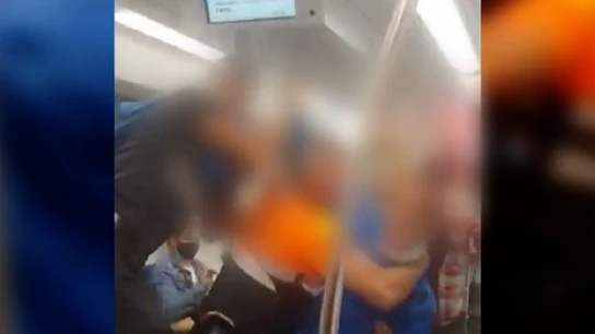 Imagen de la pelea en el Metro de Barcelona Imagen de la pelea en el Metro de Barcelona