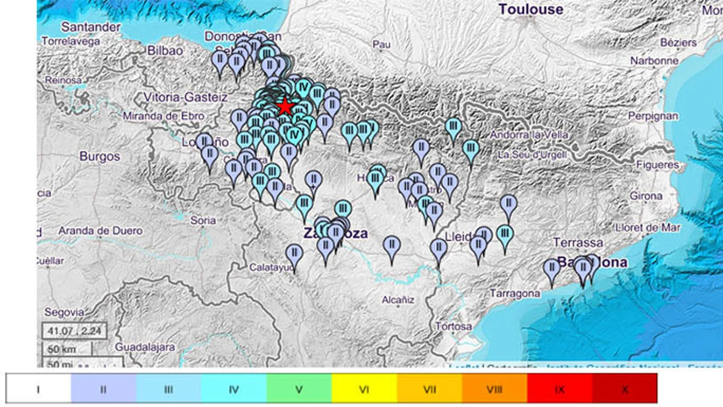 Lugares donde se ha sentido el terremoto Lugares donde se ha sentido el terremoto