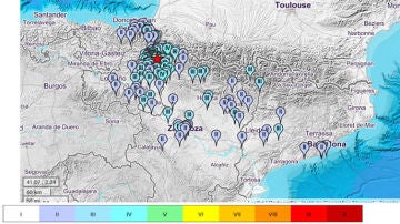 Lugares donde se ha sentido el terremoto