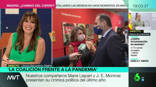 Yolanda Díaz y José Luis Ábalos en la presentación del libro 'La coalición frente la pandemia' Yolanda Díaz bromea sobre su relación con José Lui Ábalos: "Somos pareja de hecho"
