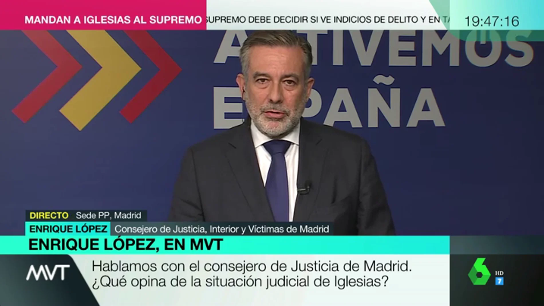 El consejero de Justicia de Madrid, Enrique López