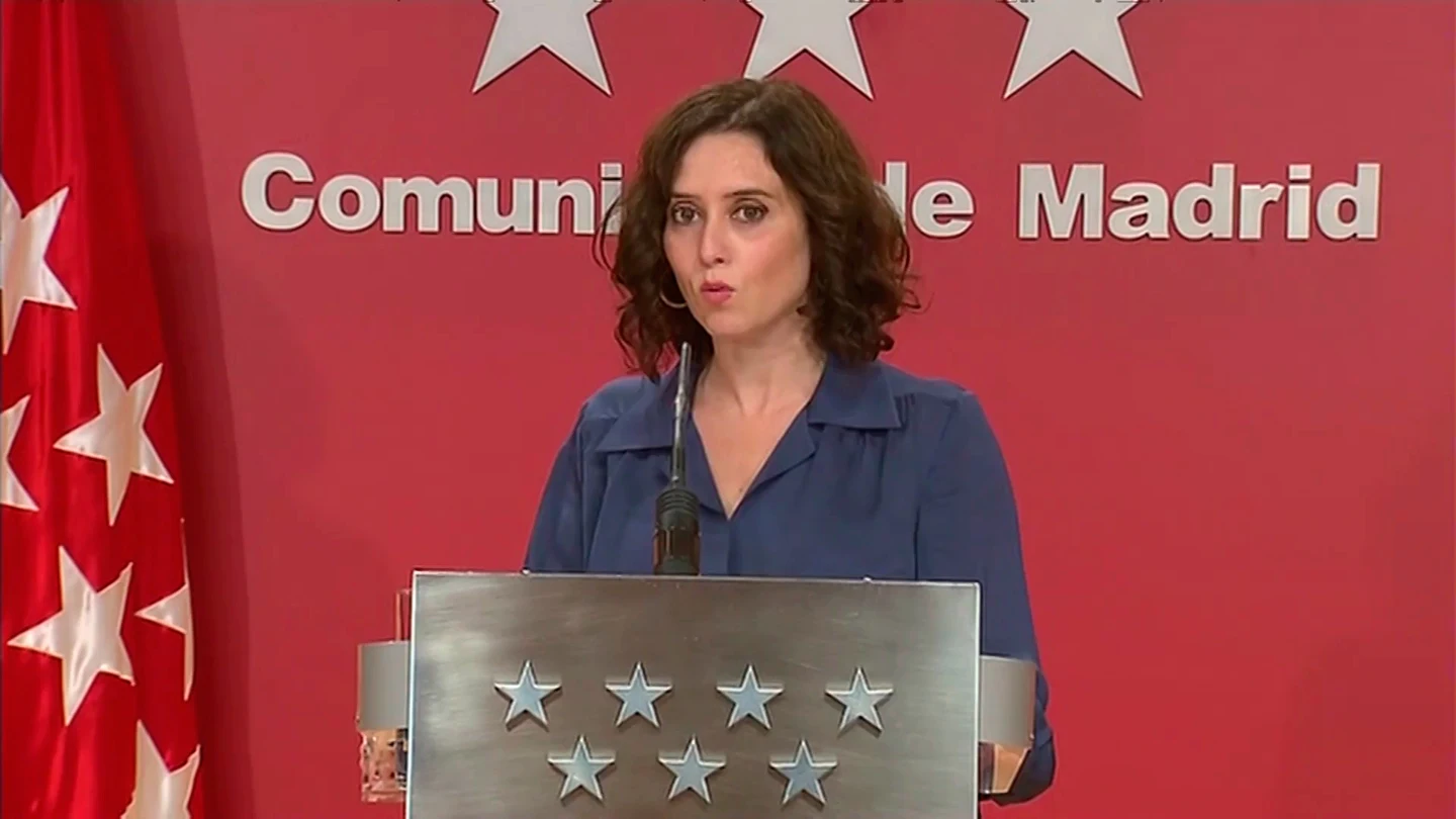Isabel Díaz Ayuso durante su comparecencia Isabel Díaz Ayuso durante su comparecencia