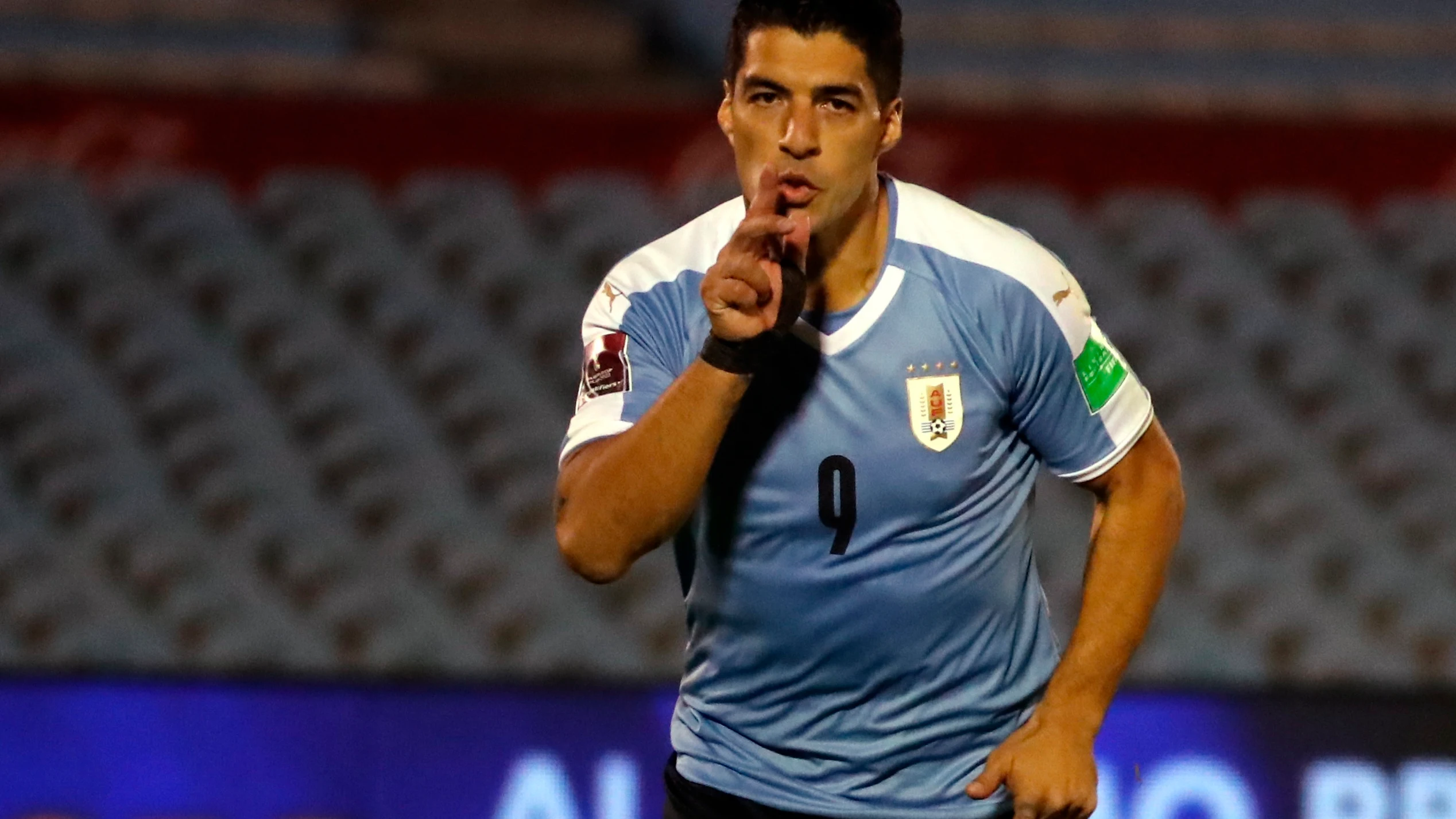 Luis Suárez, con la selección uruguaya