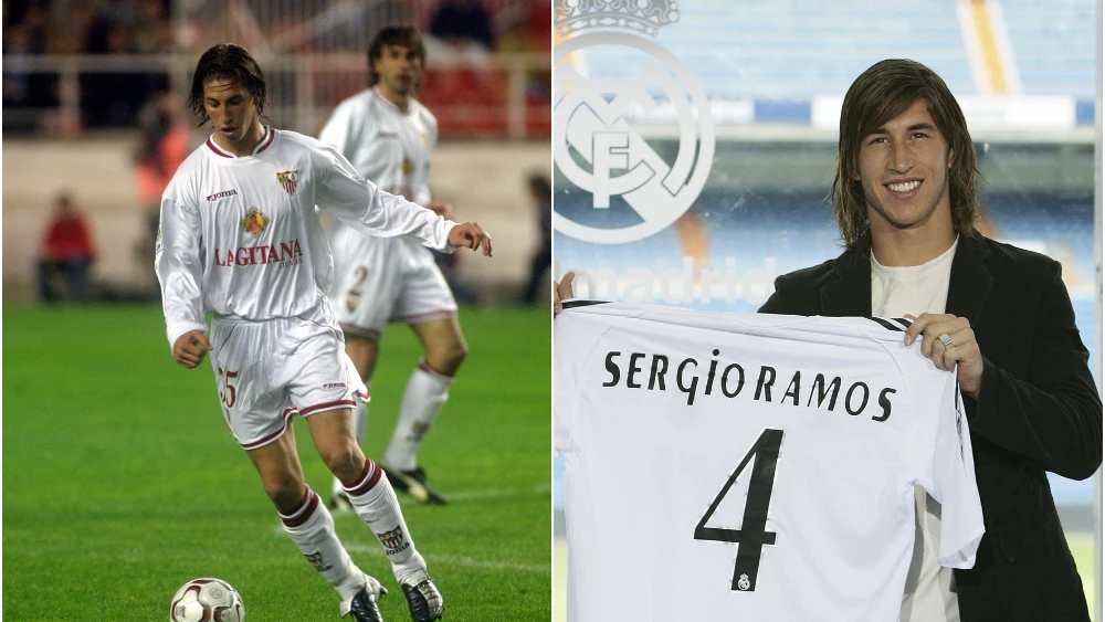 Sergio Ramos, vistiendo los colores del Sevilla y del Real Madrid